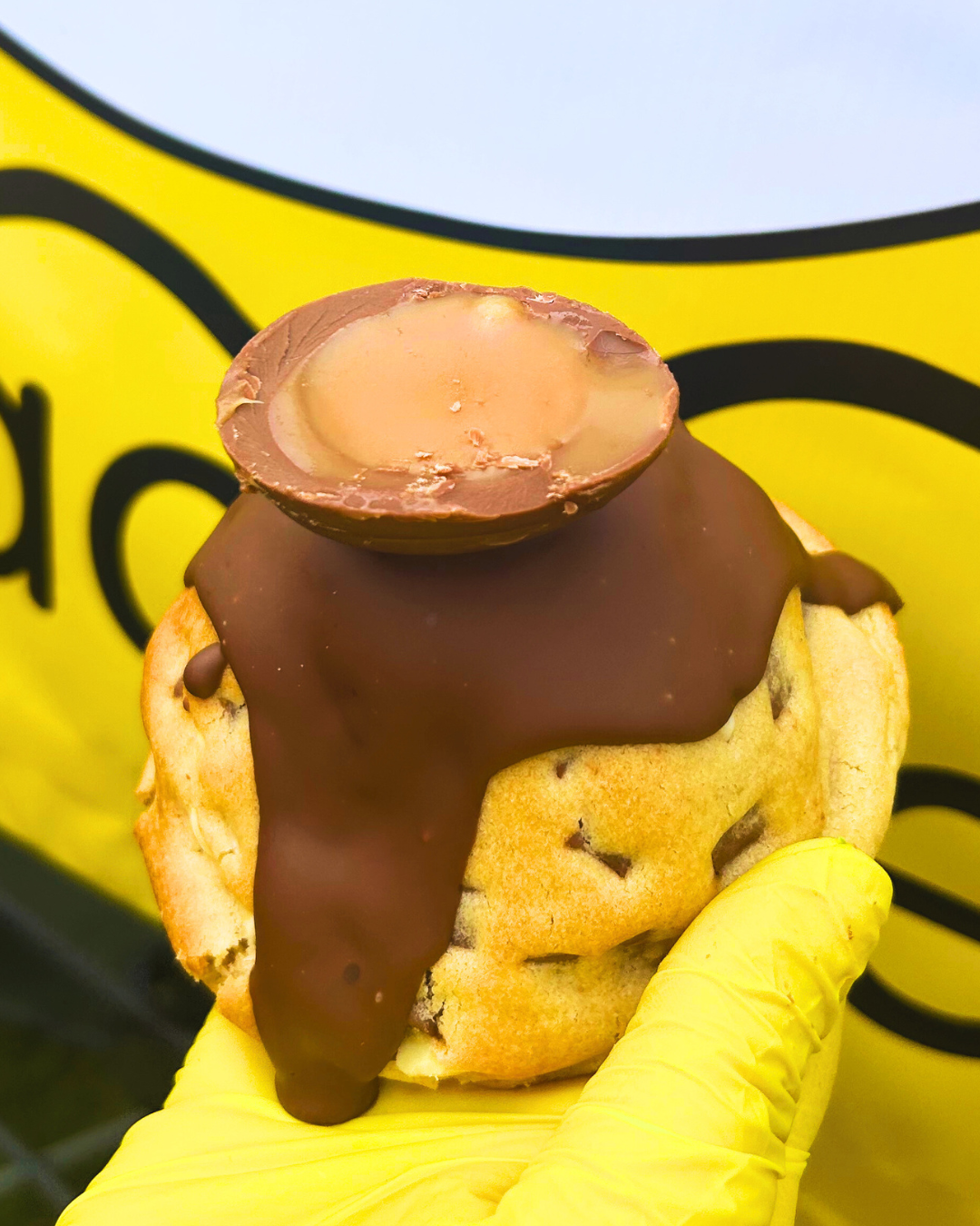 Caramel egg stuffed cookie